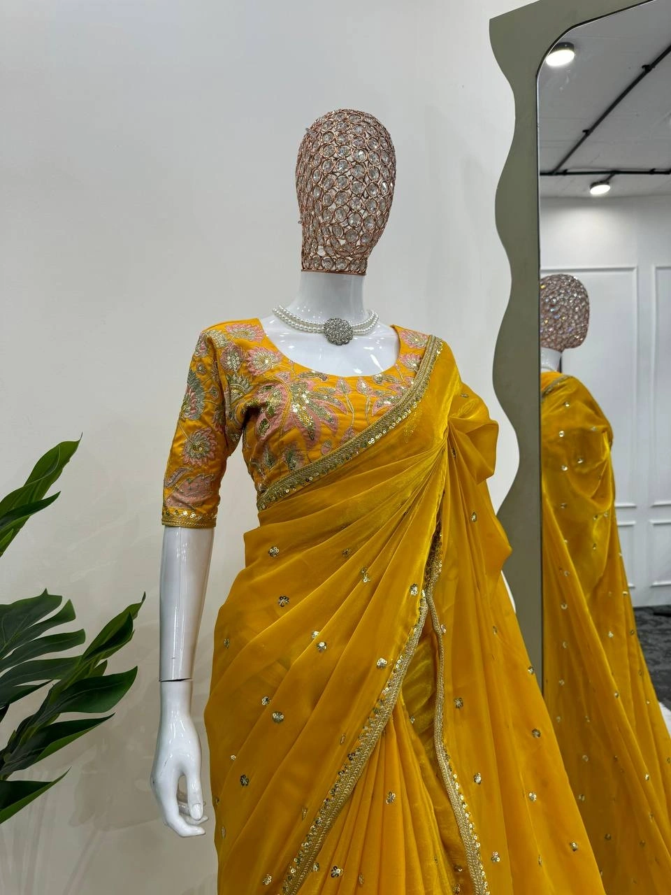 Elegance and Luxury: Jimmy Choo Designer Sarees-Yellow-3