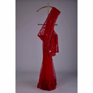 Radiant Red Mono Butterfly Net Saree