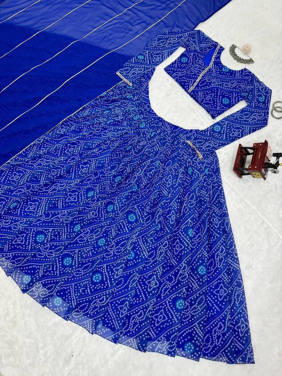 Blue Georgette Digital Print