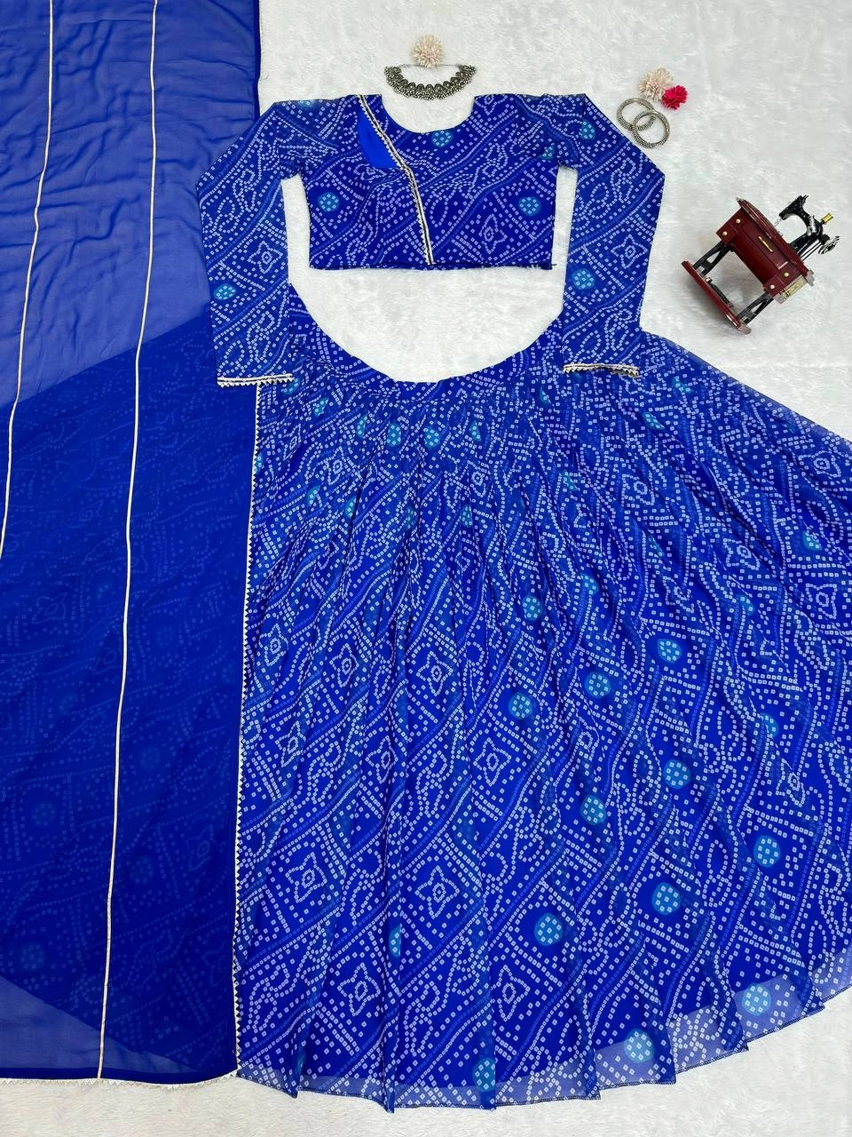 Blue Georgette Digital Print