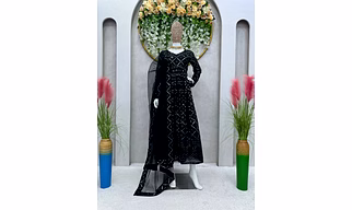Exquisite Georgette Laknavi Stitch Work Gown for Women