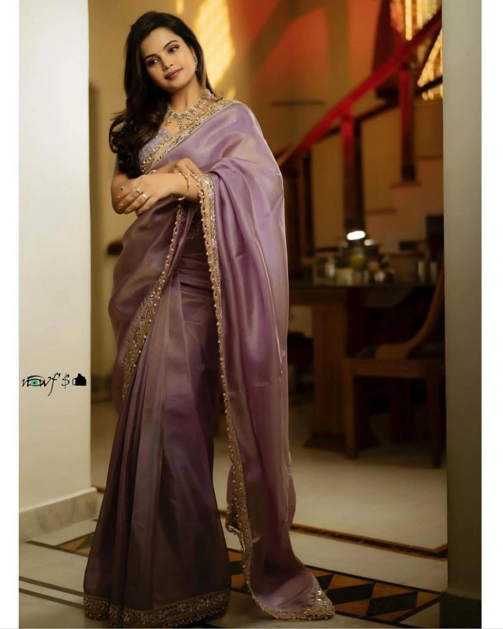 Purple tissue silk saree