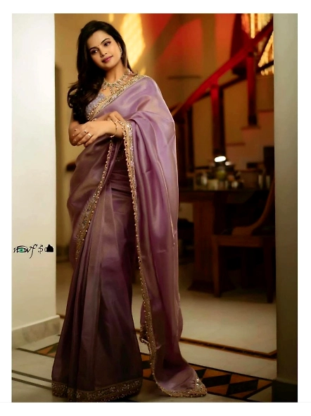 Exquisite Women's Tissue Silk Sarees - Elegant &amp; Comfortable-SN-395-Purple