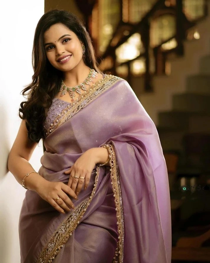 Purple tissue silk saree