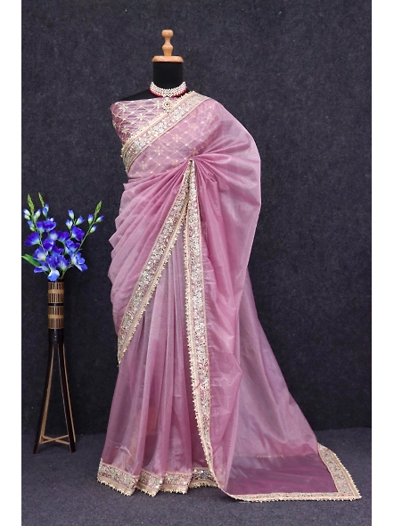 Exquisite Women's Tissue Silk Sarees - Elegant &amp; Comfortable-Purple-4
