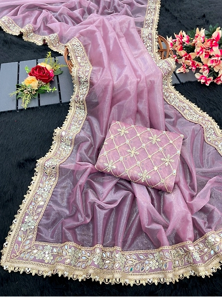 Exquisite Women's Tissue Silk Sarees - Elegant &amp; Comfortable-Purple-5