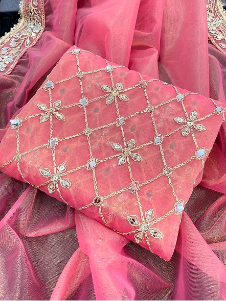 Exquisite Women's Tissue Silk Sarees - Elegant &amp; Comfortable-SN-395-Pink