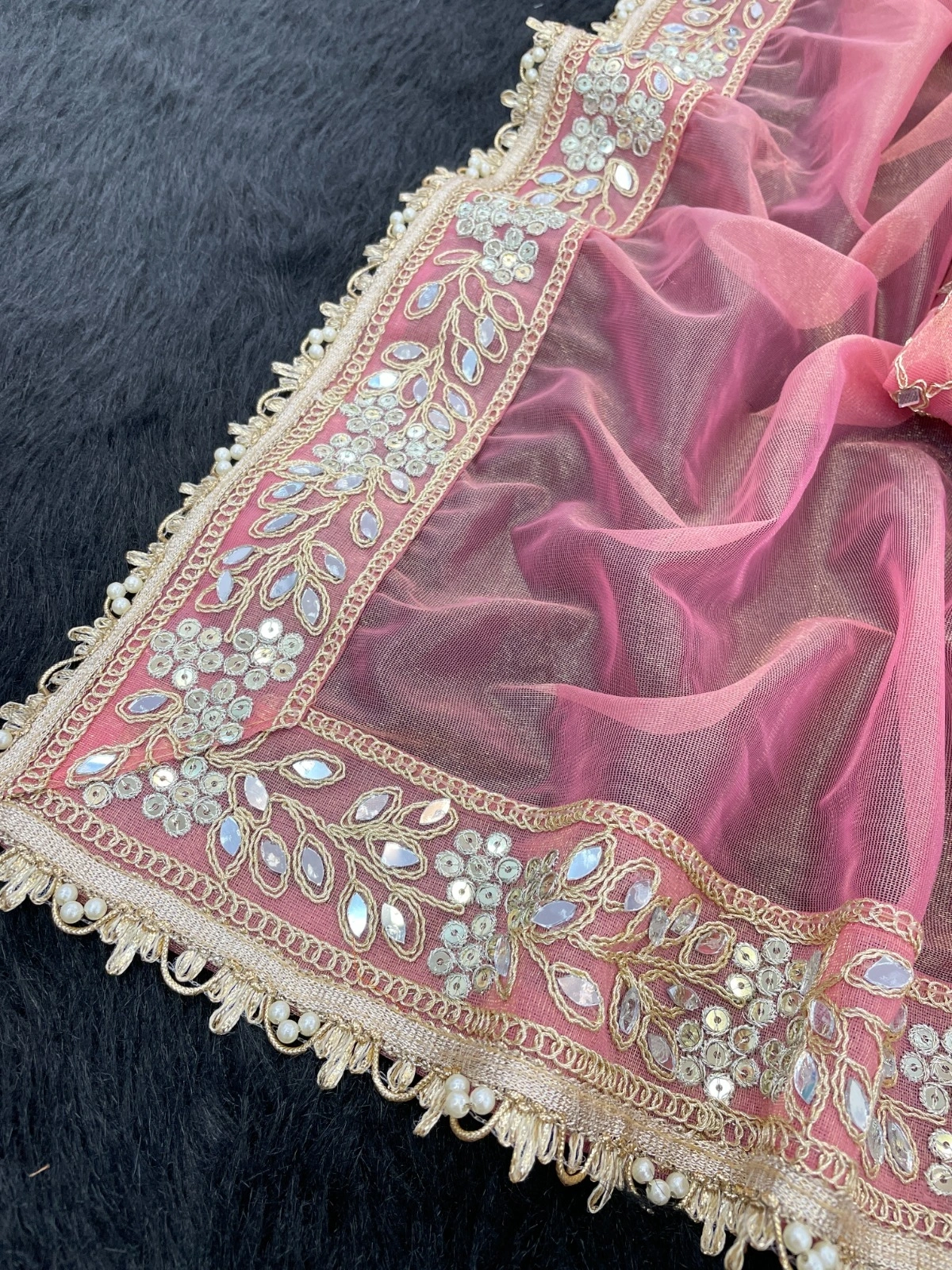 Pink tissue silk saree