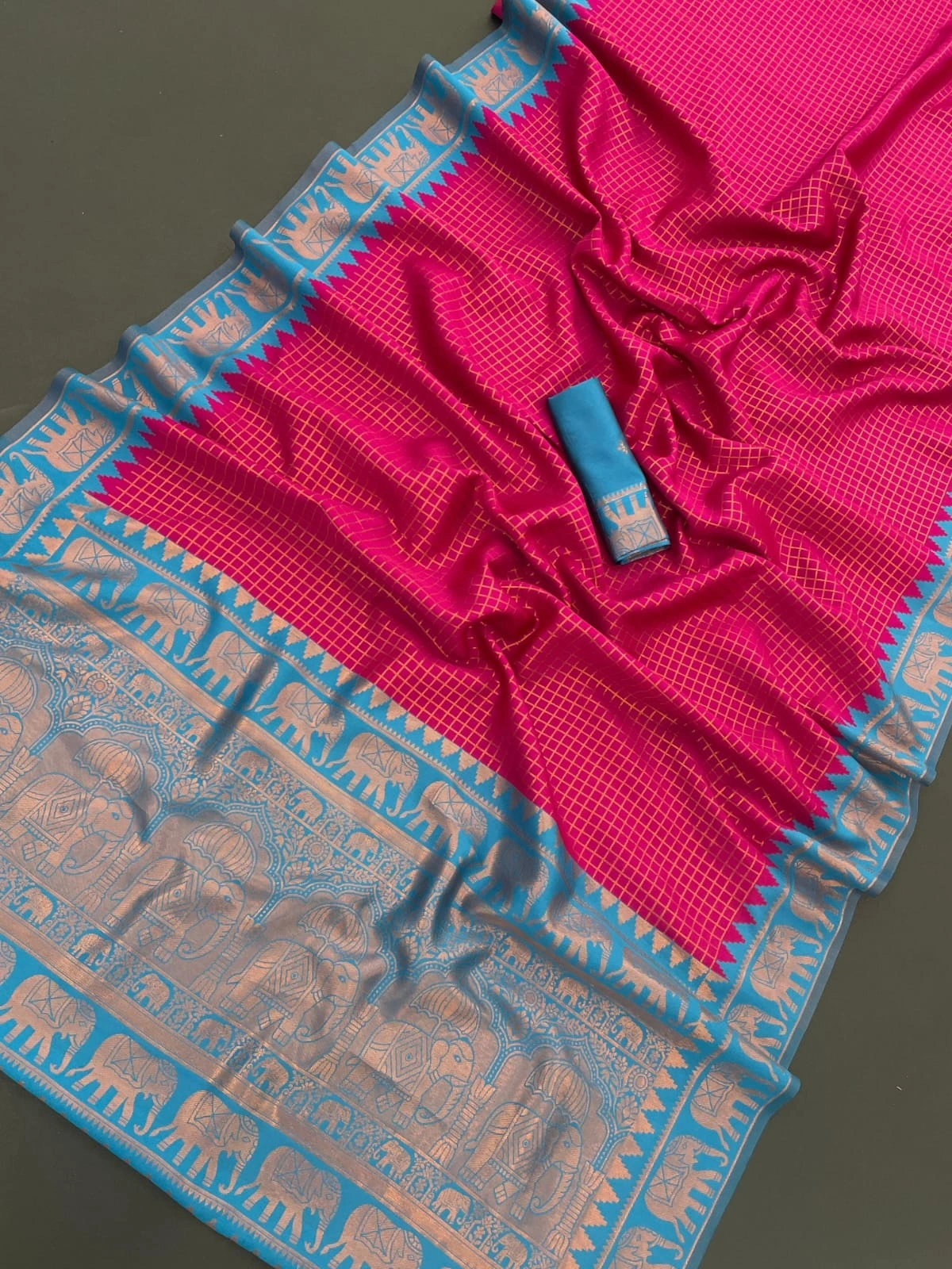 Magenta Kanjivaram soft silk saree