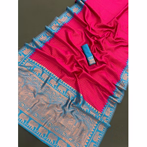 Luxurious Kanjivaram Checks Silk Sarees with Zari Borders