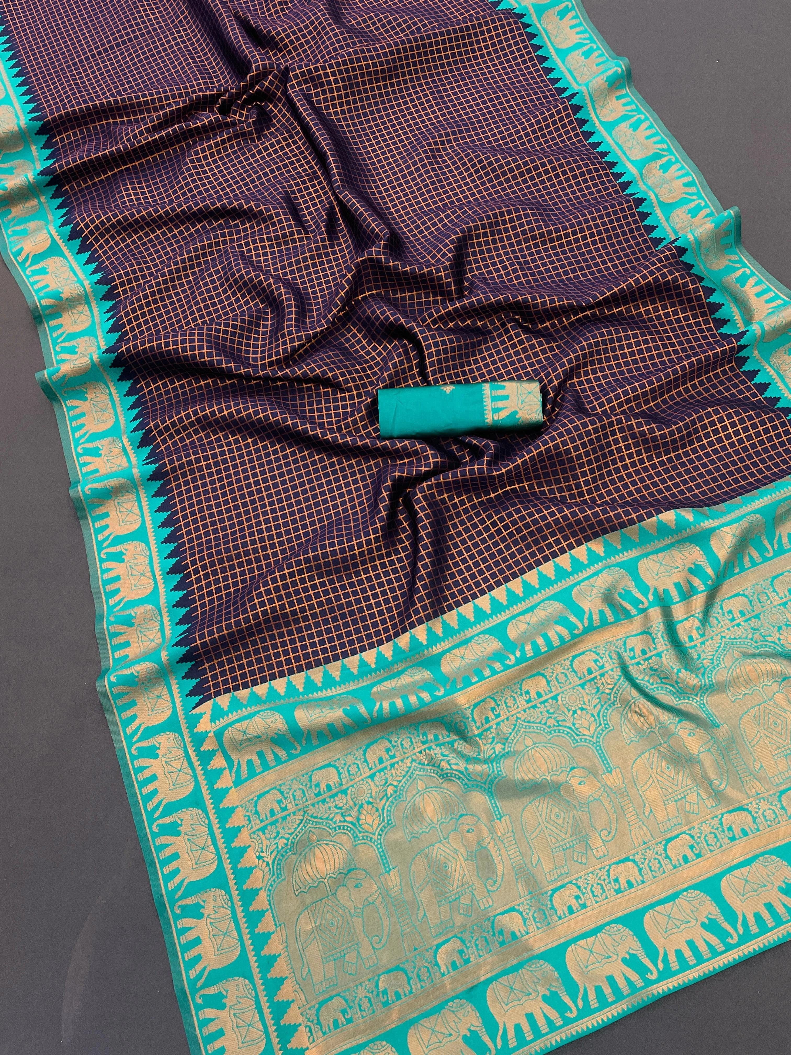 Purple Kanjivaram soft silk saree