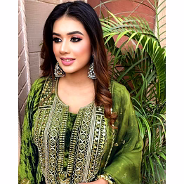 shiv green velvet kurti set with dupatta
