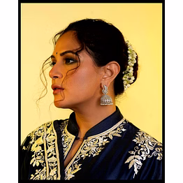 shiv blue chinon silk gown with embroidery work