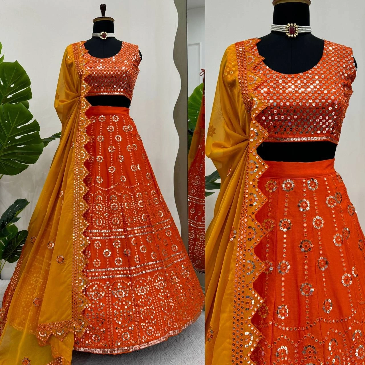 sequence work lehenga