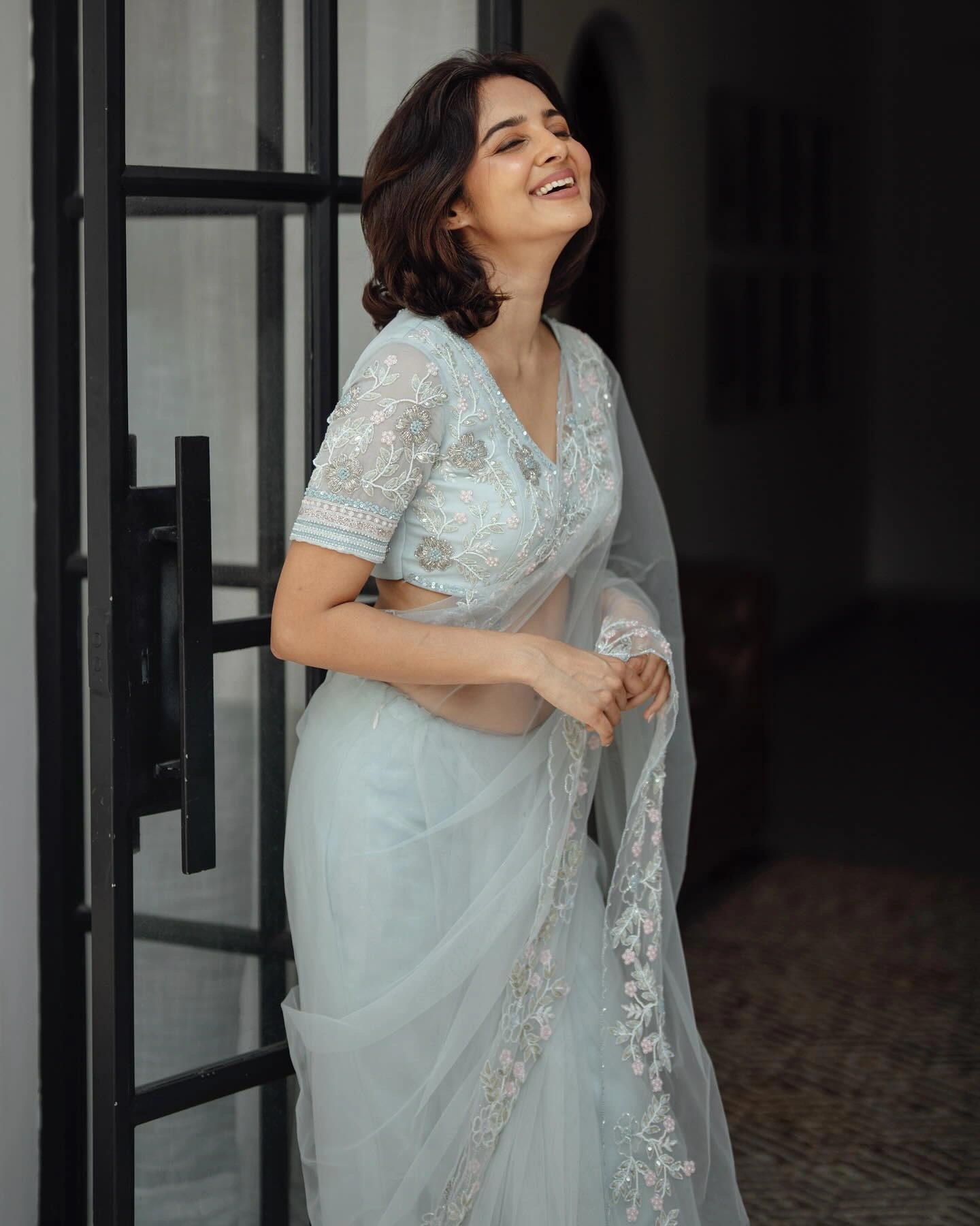 Powder Blue Bridal Saree