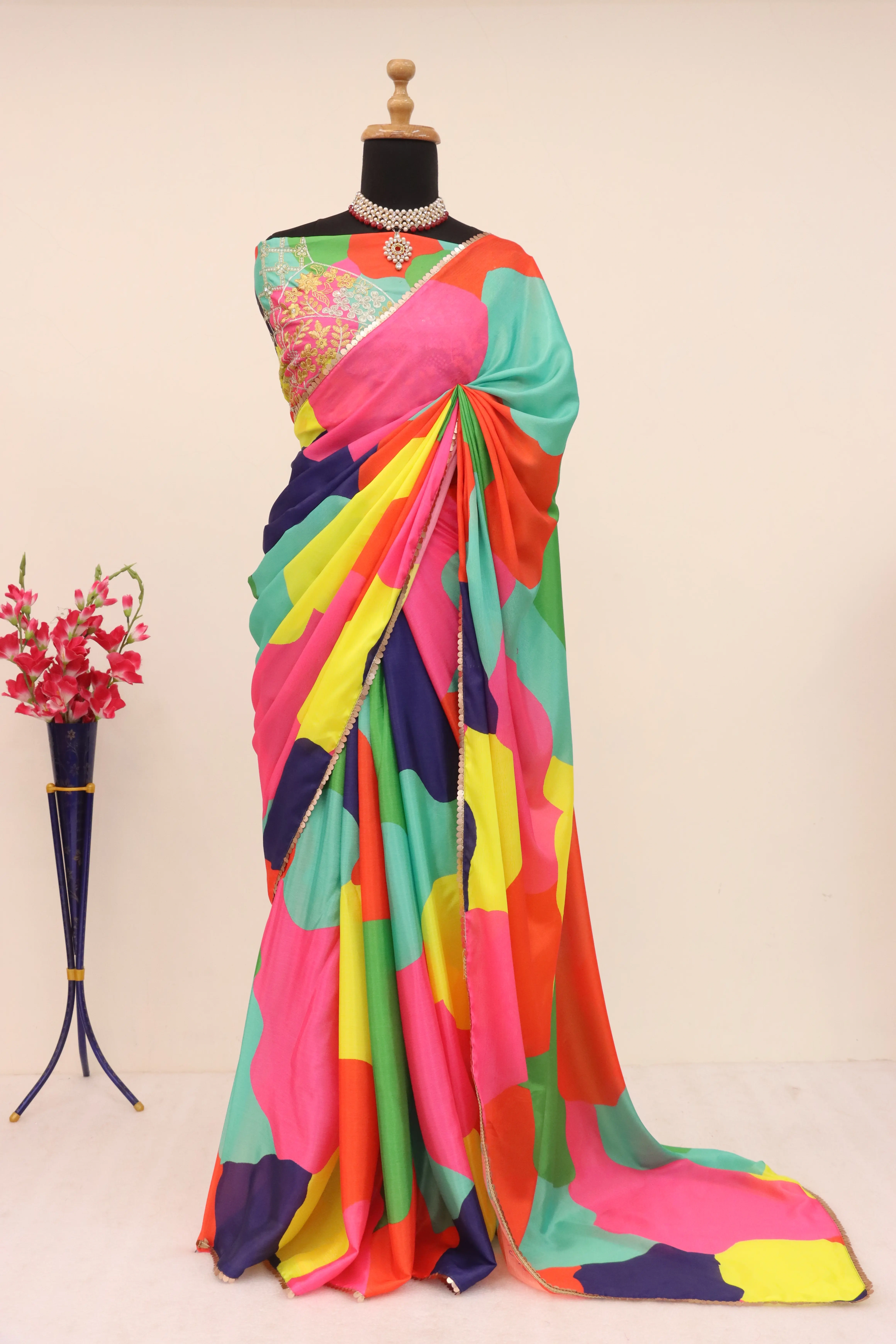 CHINON SILK DIGITAL PRINT SAREES