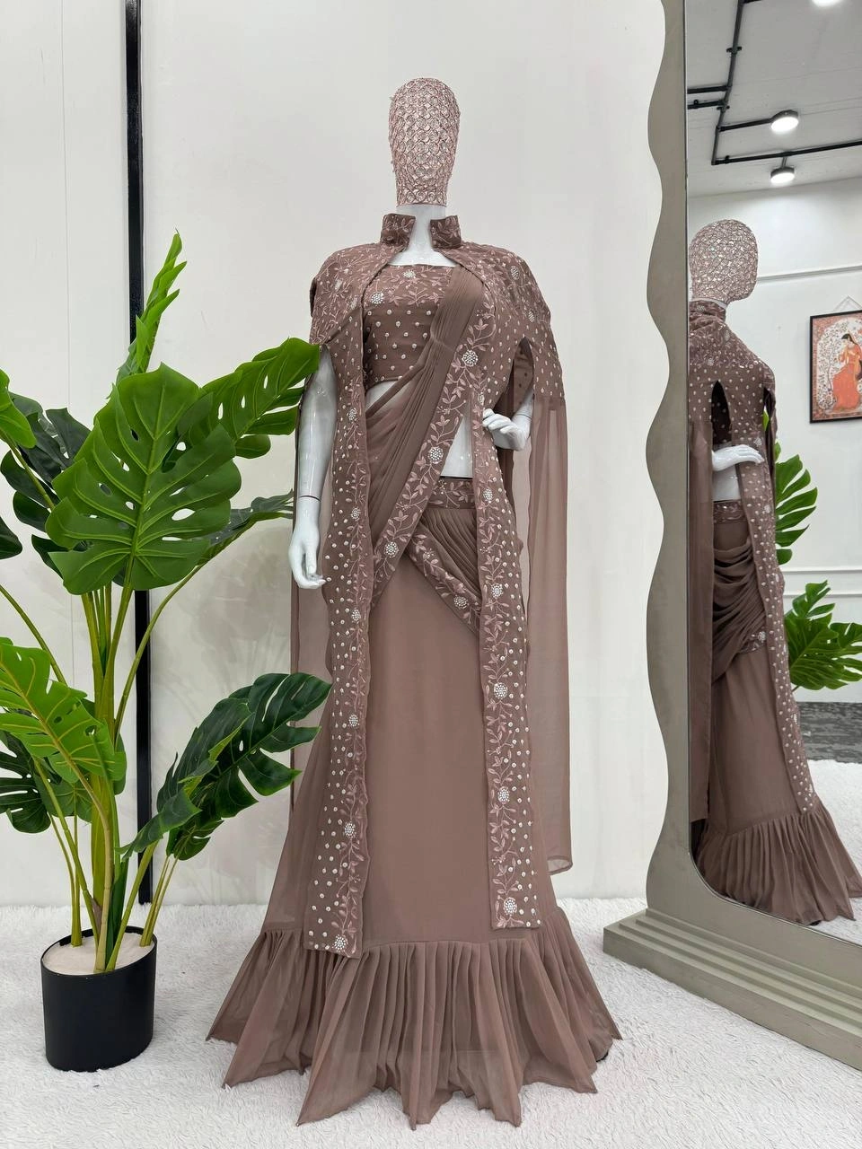 Brown lehenga choli