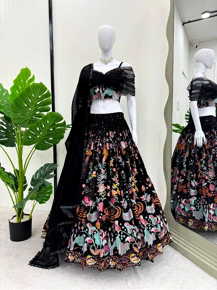 Mesmerizing Black Georgette Sequence Lehenga Choli-Black-3
