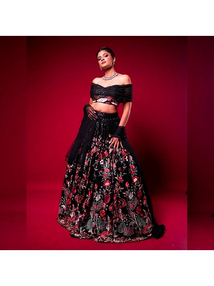 Black Georgette Sequence Lehenga Choli