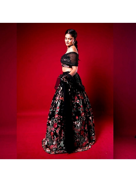 Black Georgette Sequence Lehenga Choli