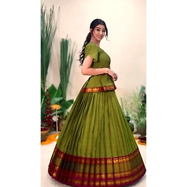 Riya Exquisite Olive Green Handloom Lehenga Set