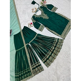 Riya Exquisite Party Wear Green Sharara Outfits