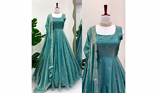 Cyan Fendi Silk Gown