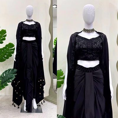 riya tex elegant satin silk indowestern dhoti suit