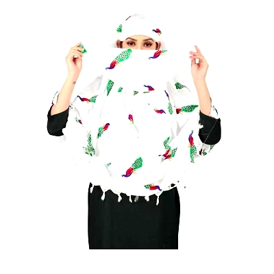 Cotton Blend Peacock Design Summer Scarf