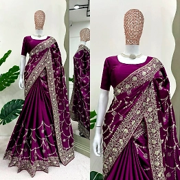 KINJAL Luxurious Japan Satin Silk Saree