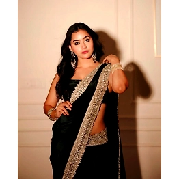 Binal Rashmika Mandanna Black Saree