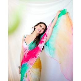 SHIV Alia Bhatt Multicolor Georgette Saree