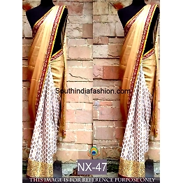 SHIV Cream Embroidered Georgette Saree with Blouse