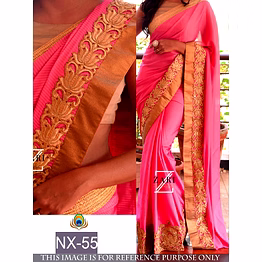shiv pink embroidered georgette saree with matching blouse