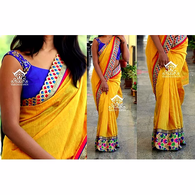 shiv yellow embroidered ceremonial saree