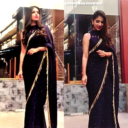 SHIV Black Georgette Partywear Saree