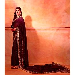 SHIV Kriti Sanon Brown Georgette Saree