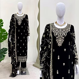 riya tex black georgette suit set with work
