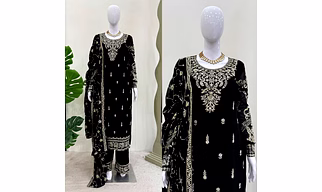 Black Georgette Suit Set with Work
