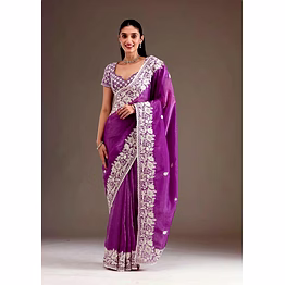 binal tex gold crush silk sarees with sequence work