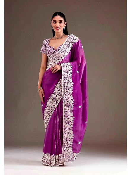 Premium Gold Crush Silk Saree with Designer Embroidery Work