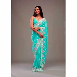 binal tex premium crunchy saree with sequence work