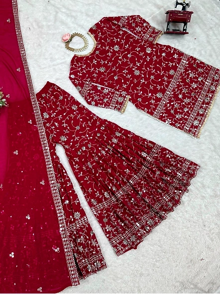 Georgette Suit Set with Work