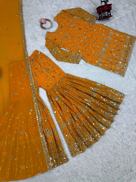 Georgette Suit Set with Work