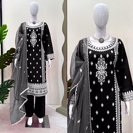 riya tex exquisite roman silk suit with chikan work