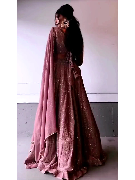 Pink Georgette Sequence Work Lehengas-Pink-2