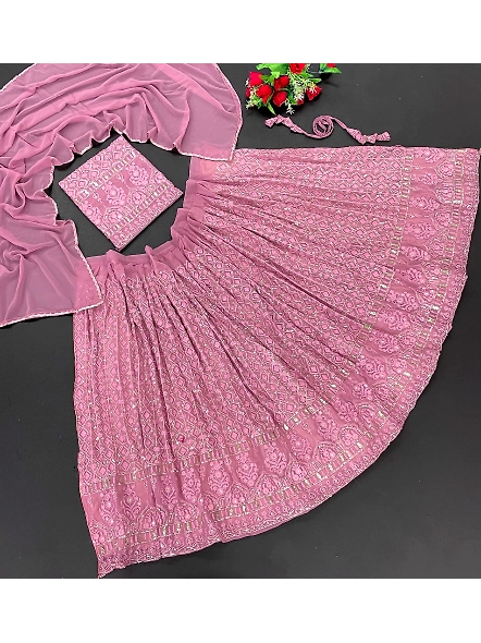 Pink Georgette Sequence Work Lehengas-Pink-4