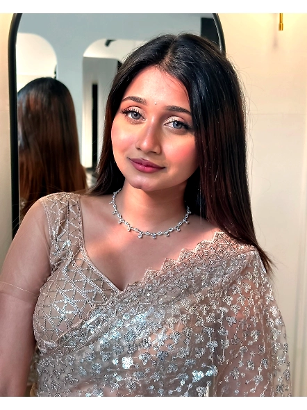 Exquisite Brown Net Saree-SN-405