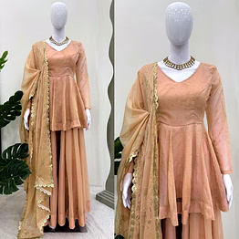 riya tex tabby organza peplum sharara set for festive glamour