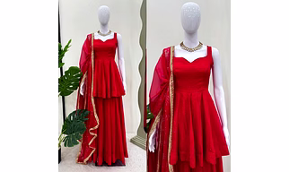 Tabby Organza Peplum Sharara Set for Festive Glamour